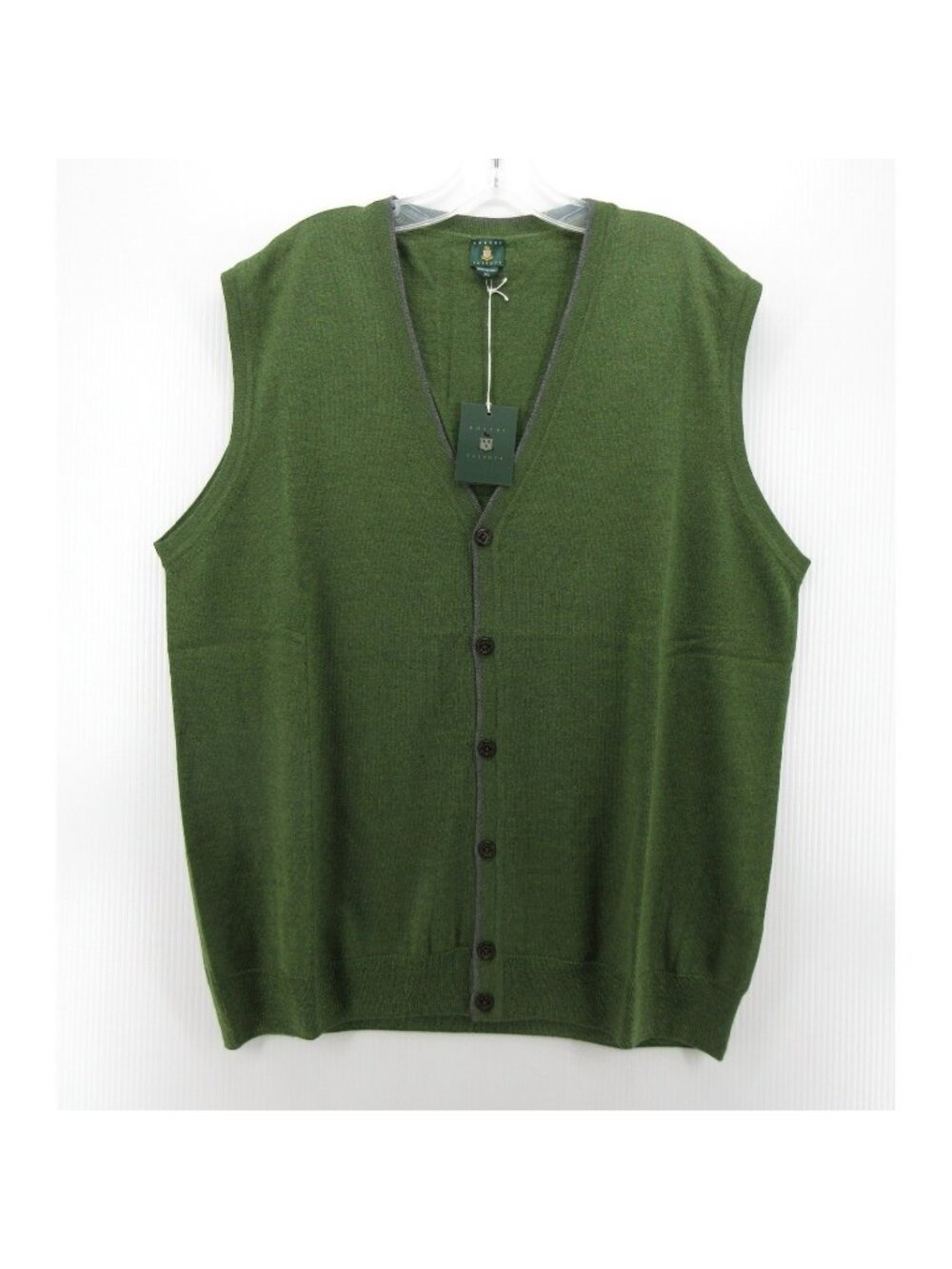 Robert Talbott Sweater XXL Fine Merino Wool Vest Cardigan Italy NEW